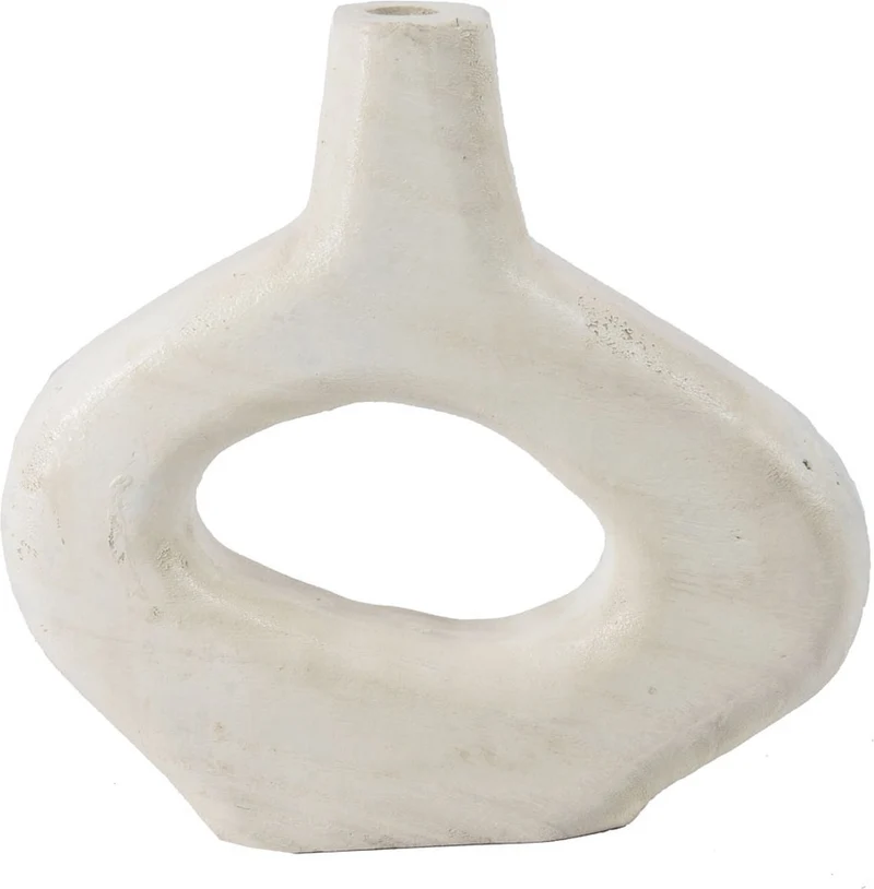 Holz-Donut-Vase weiß 22x6x21,5cm