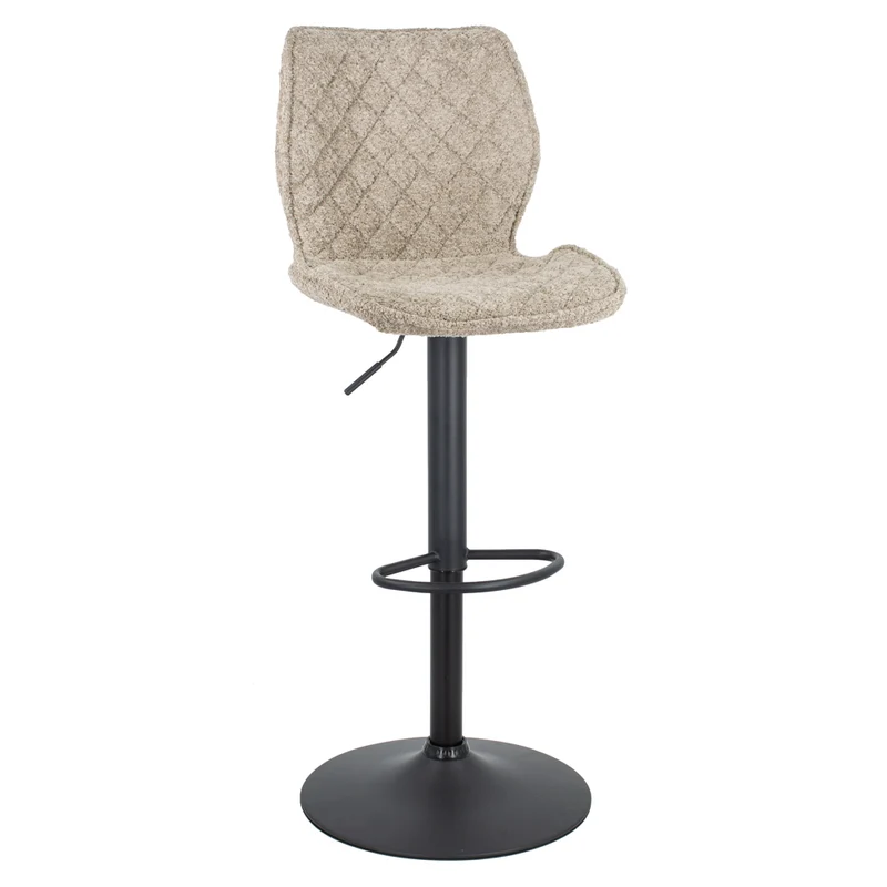 Barhocker Coco aus Teddy-Stoff in Sandfarbe, 58x46x43cm