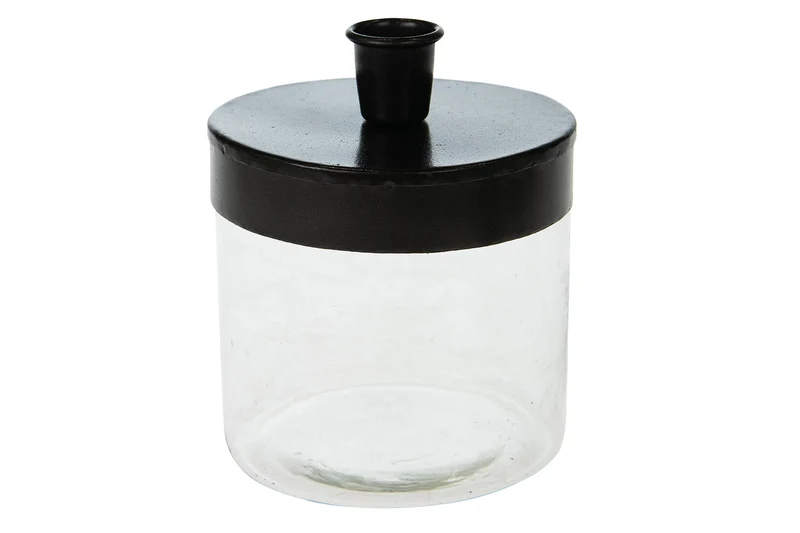 Dinnerkerzenhalter Metall/Glas Ø10x13cm - Schwarz