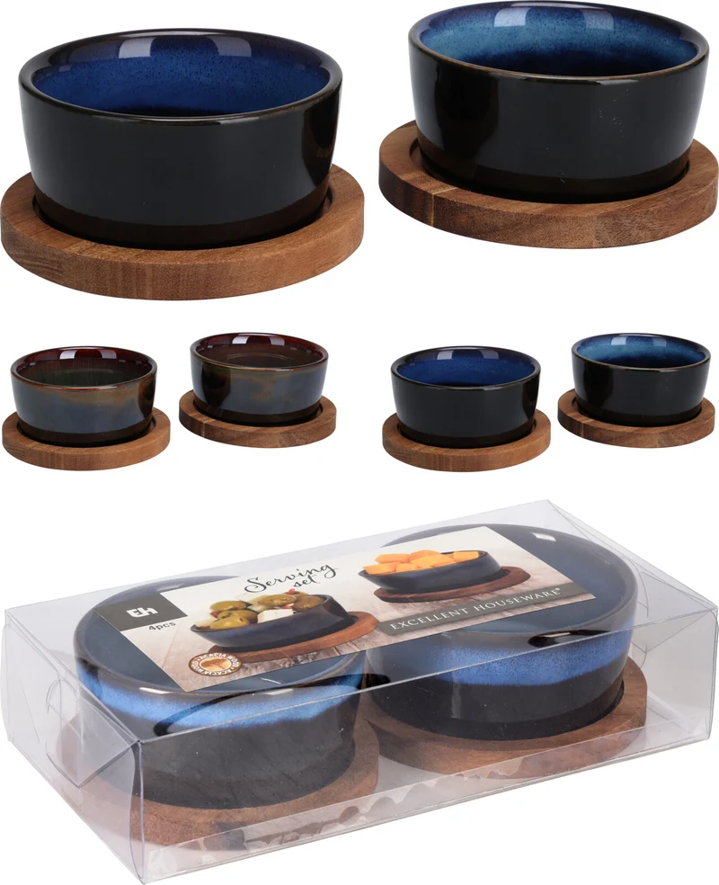 4-teiliges Servierset 20x10x4,7cm, 2 Farben sortiert
