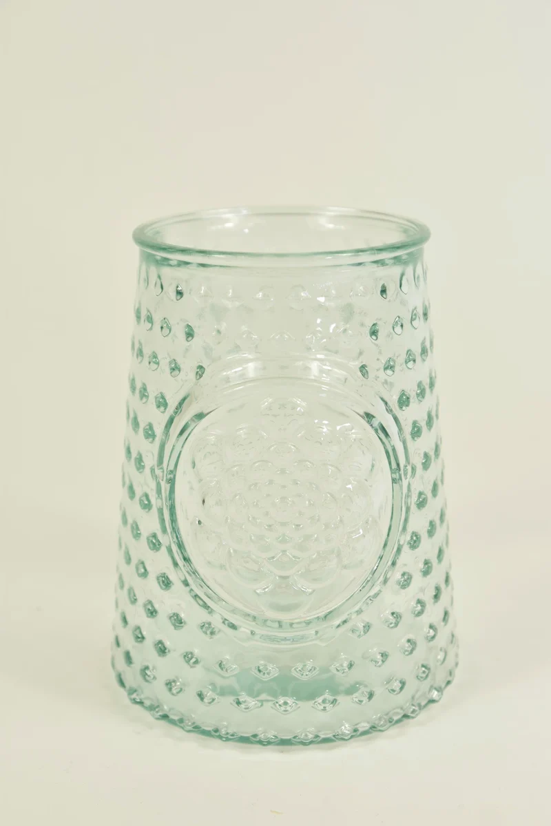 Vase Mandala aus klarem Recyclingglas, Ø 10 cm, H 13 cm