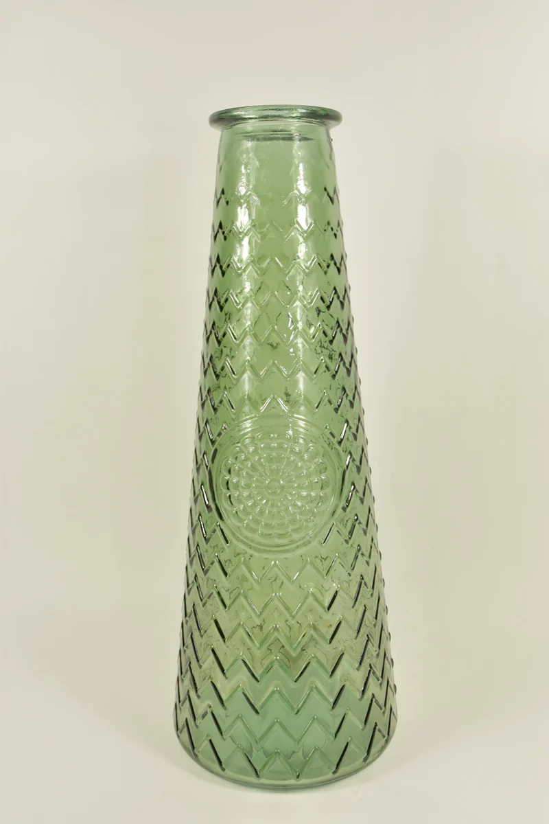 Flasche Mandala Olivgrün Recyclingglas D21 H55cm