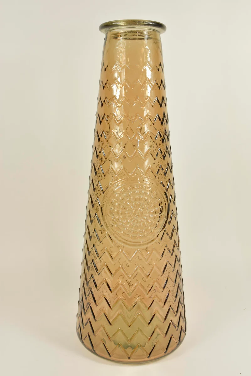Flasche Mandala Amber aus Recyclingglas D21 H55cm