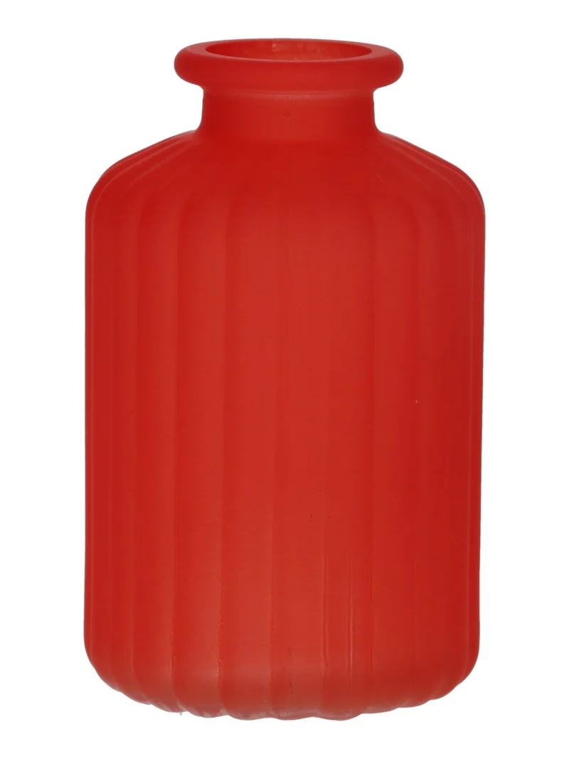 Glasflasche Caro, Linien d3,5/6,2 x h10, kirschrot matt