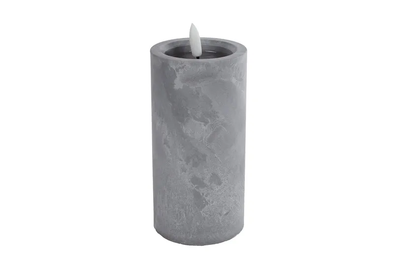 Kerze "Ivar" L Betonoptik LED/Kunststoff 7,5x7,5x17,5cm (exkl. 2xAA)