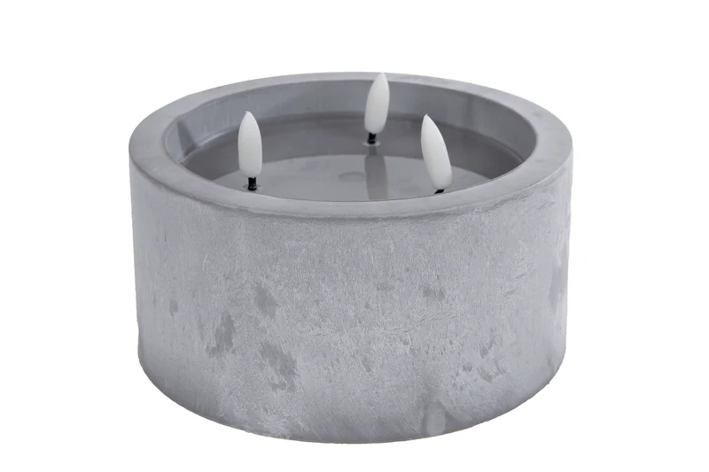 Kerze "Ivar" Betonoptik LED/Kunststoff 15x15x10cm (exkl. 2xAA)