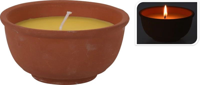 CITRONELLA KERZE IN TERRAKOTTA-GLAS D5.5 H5CM