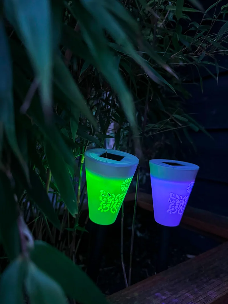 Gartenfackel Fackel weiß Solar mehrfarbig Display - h35xd7,5cm
