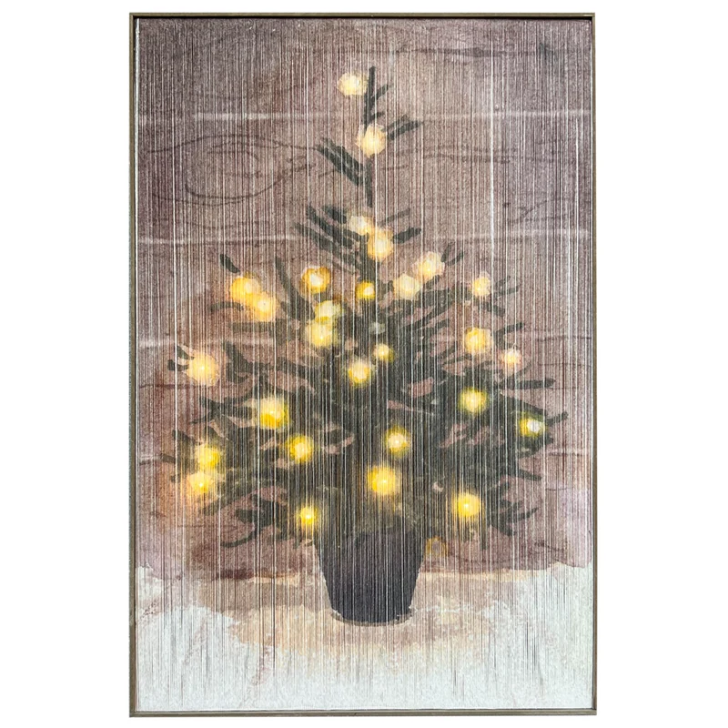 Malerei Draht Weihnachtsbaum mit Lichtern 55.5x84x2.5cm