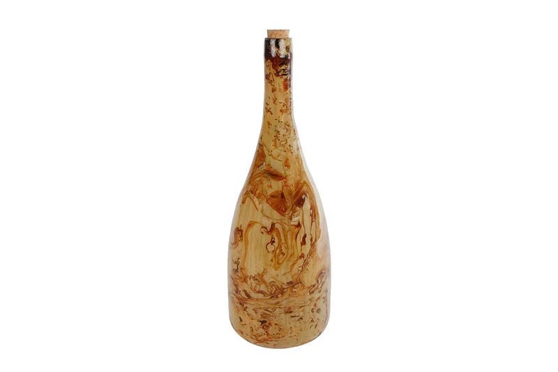 Vase "Wein" L bernsteinfarbenes Holz-Struktur-Glas 13x13x33cm