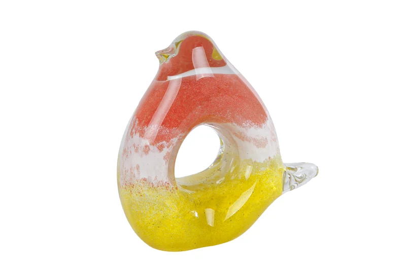 Skulptur "Vogelloch" L rosa/gelb Glas 11x4,5x11cm