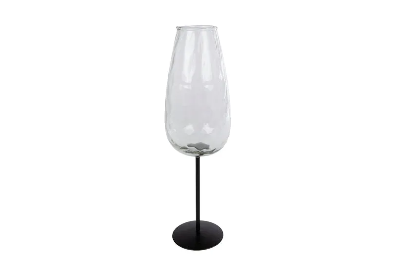 Vase "Weinglas" L klar/schwarz Glas/Metall 8x8x28cm