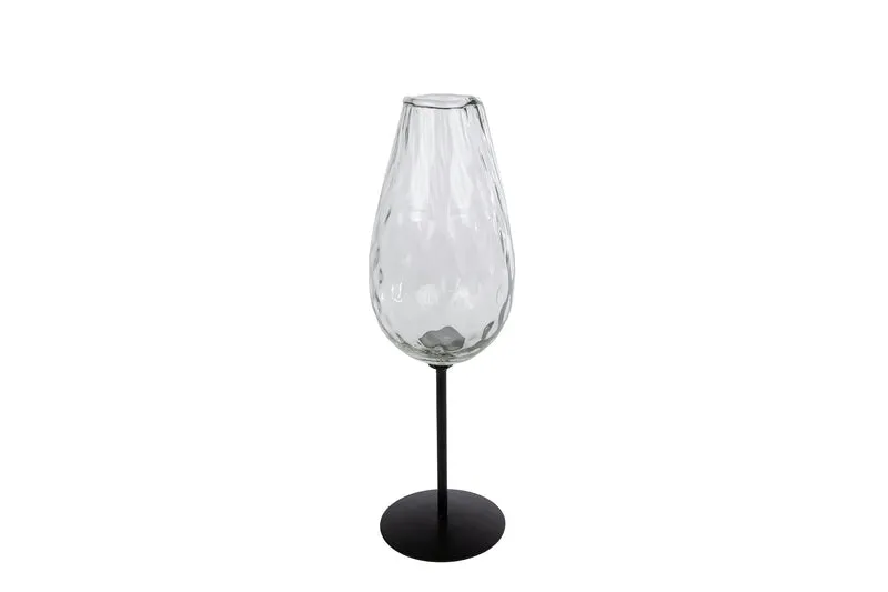 Vase "Weinglas" S klar/schwarz Glas/Metall 7x7x23cm