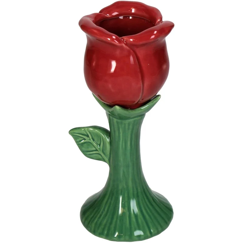 Vase Rose Feines Steingut Rot 7x7x16,8cm