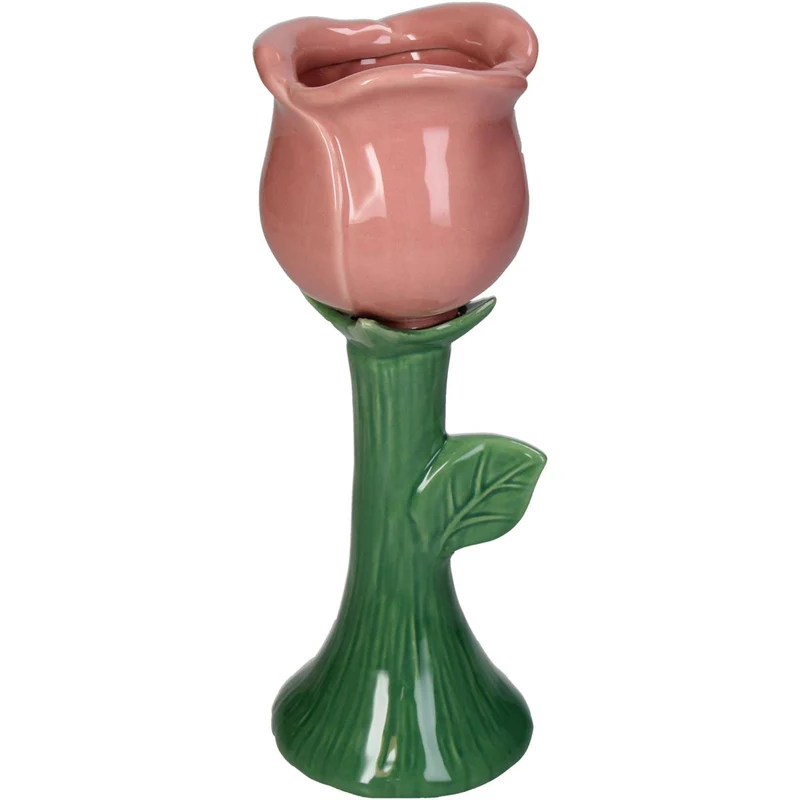 Vase Rose Feines Steingut Rosa 7,9x7,7x21,5cm