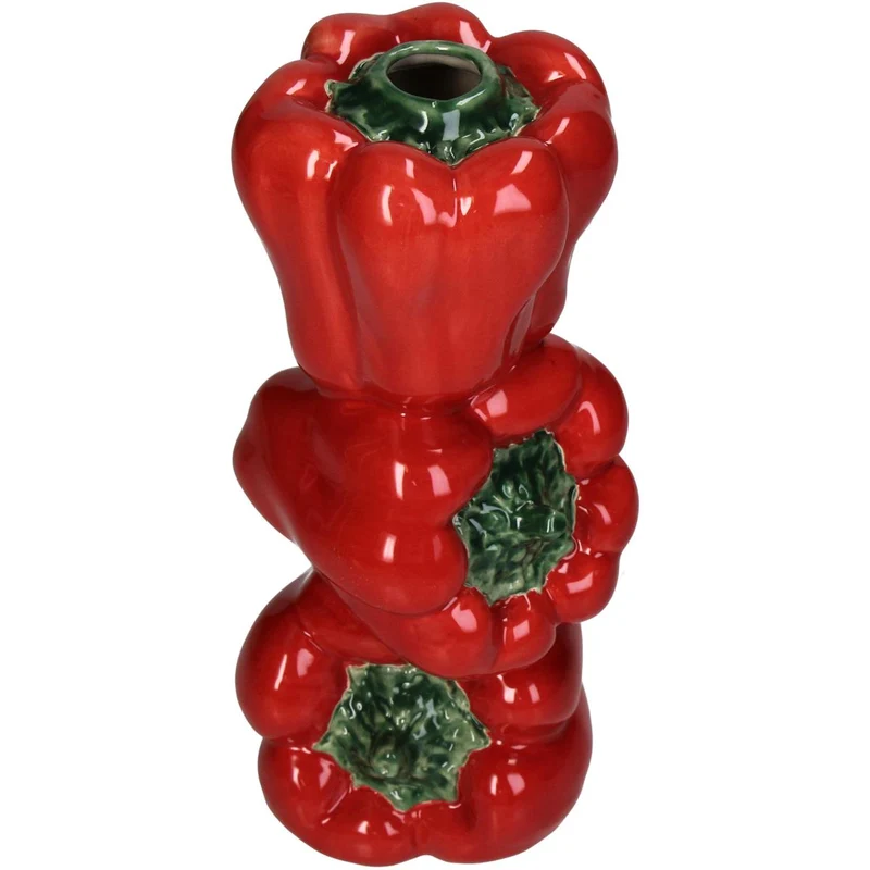 Vase Paprika Feines Steingut Rot 9,9x9,5x20,3cm