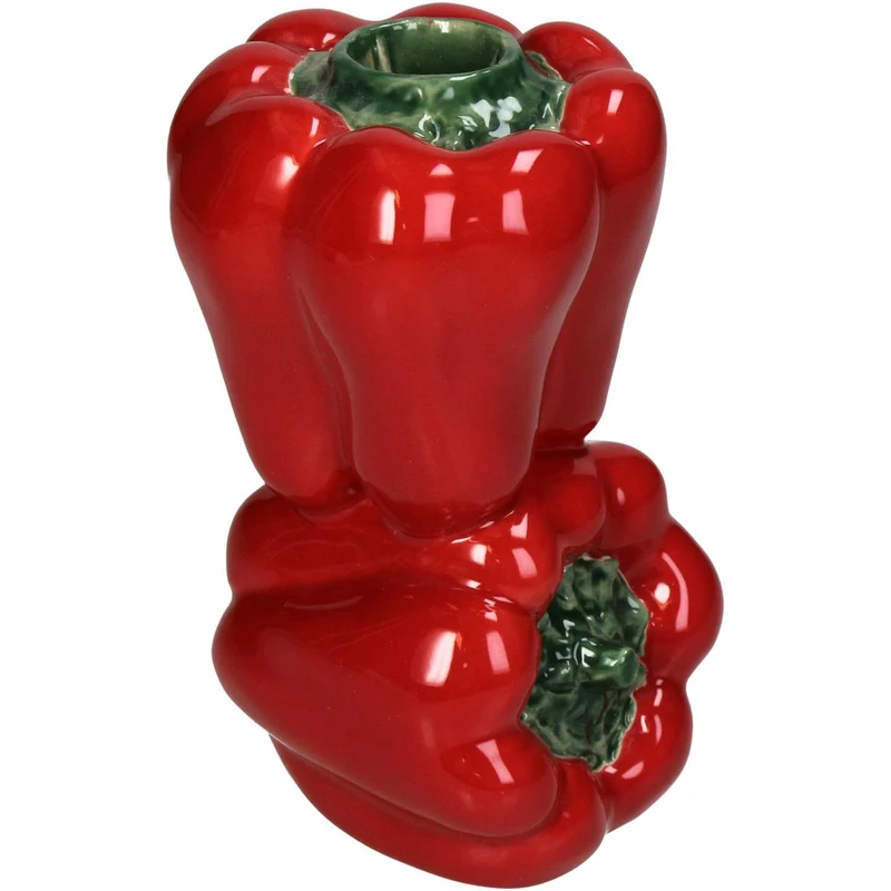 Kerzenständer Glockenpaprika Feines Steingut Rot 9x8,6x14,4cm