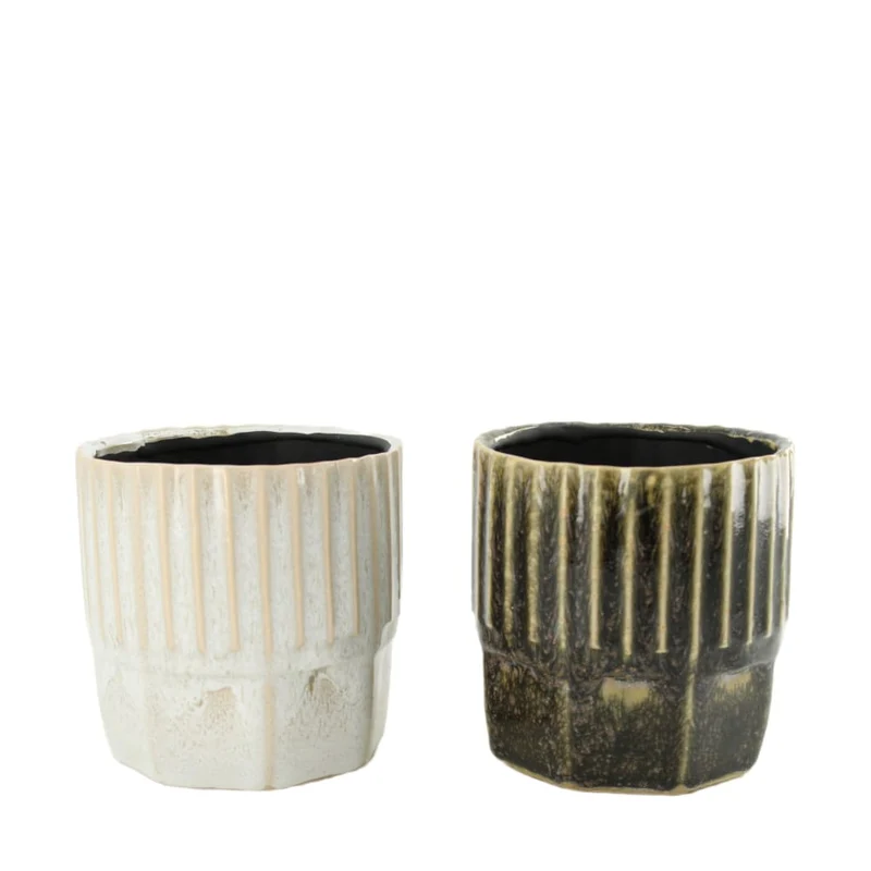 Pflanzgefäß Keramik 13.4x13.4x13.8cm 2 sortiert Schwarz/Weiß