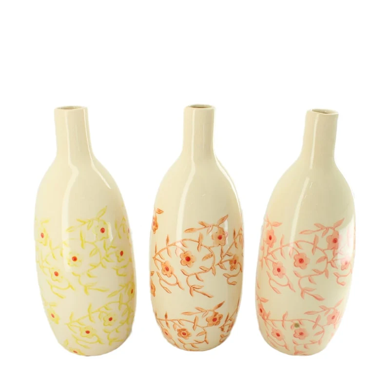 Flasche Keramik 14x14x35cm 3 sortiert Orange mix