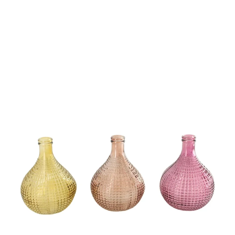 Vase Glas 10x10x14,7cm 3 sortiert Lila Mix
