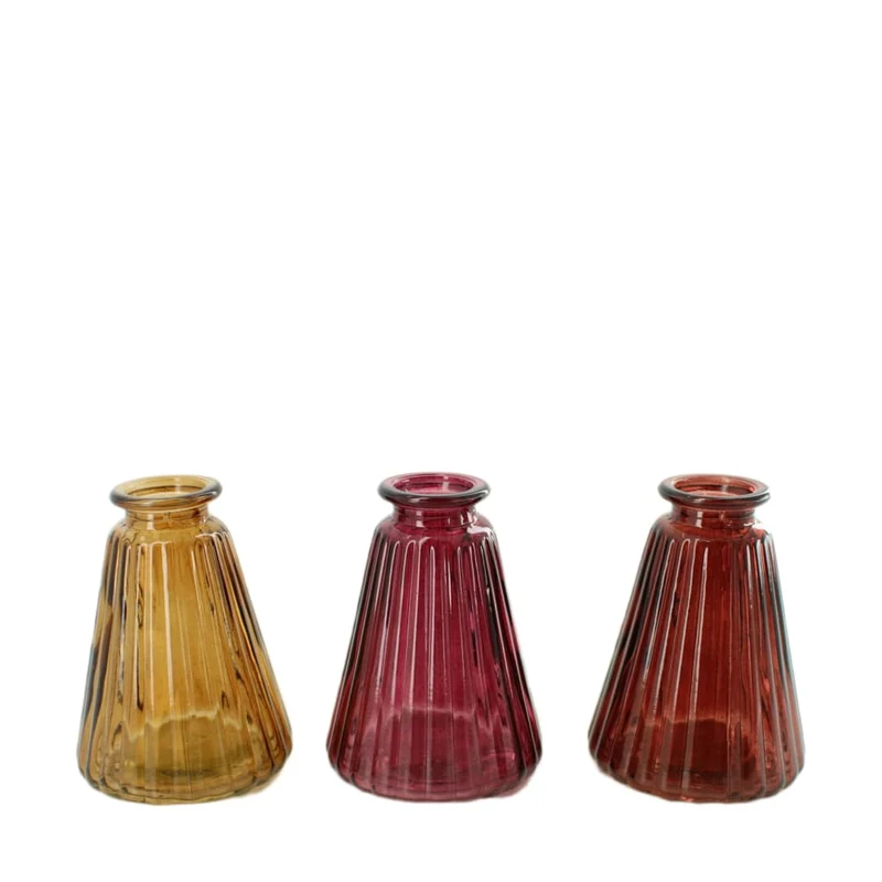 Vase Glas 7.4x7.4x10cm 3 sortiert Lila Mix