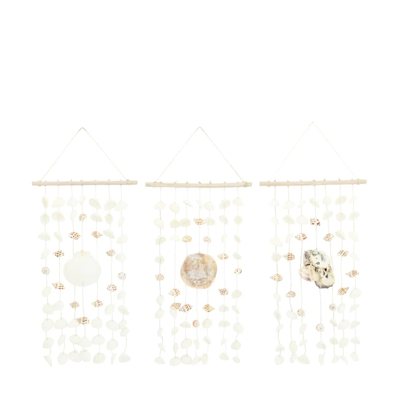 Vorhang Natur mit Muscheln 22x2x46cm 3 sortiert Natural