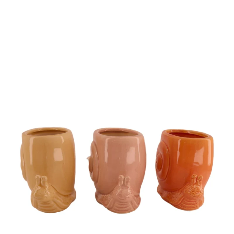 Pflanzer Schnecke Keramik 18.5x10.5x14cm 3 sortiert Mixed rosa