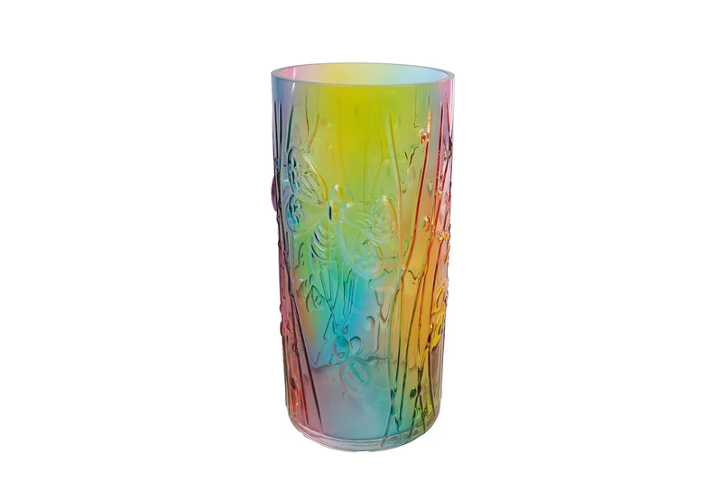 Vase "Regenbogen" L mehrfarbiges Glas 12x12x25,5cm