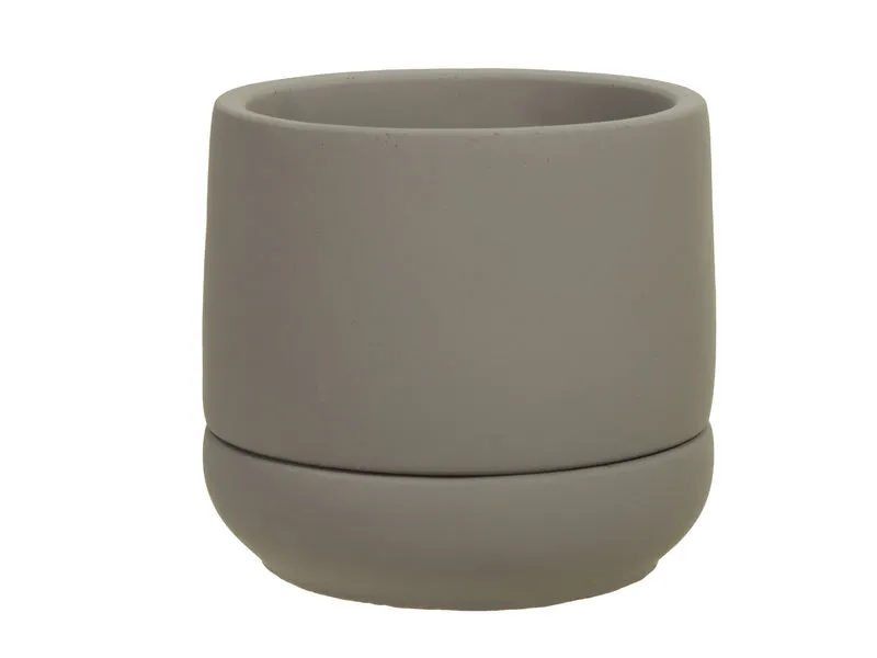 Zement Blumentopf+Untertasse natur Ø 12x11,5 cm