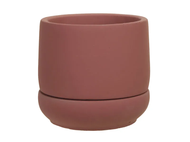 Zement Blumentopf+Untertasse d. Rosa Ø 12x11,5 cm