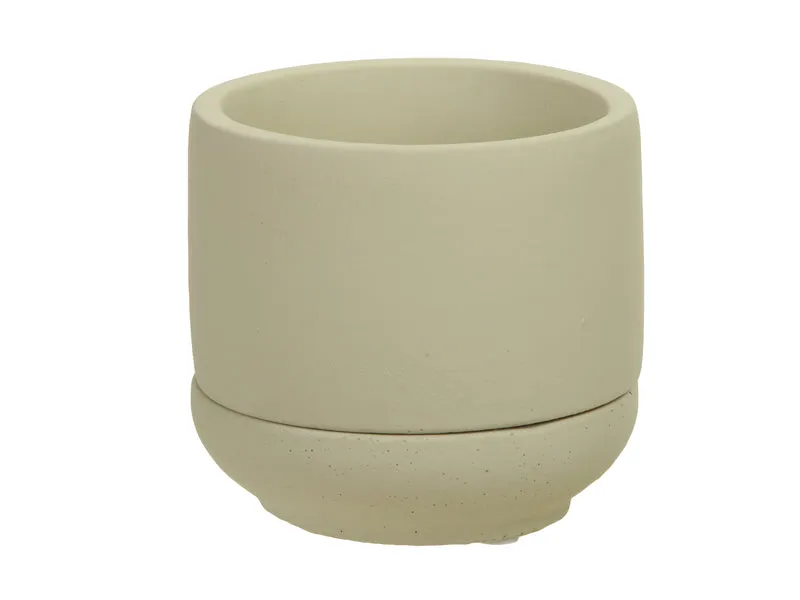 Zement Blumentopf+Untertasse creme Ø 10x9 cm