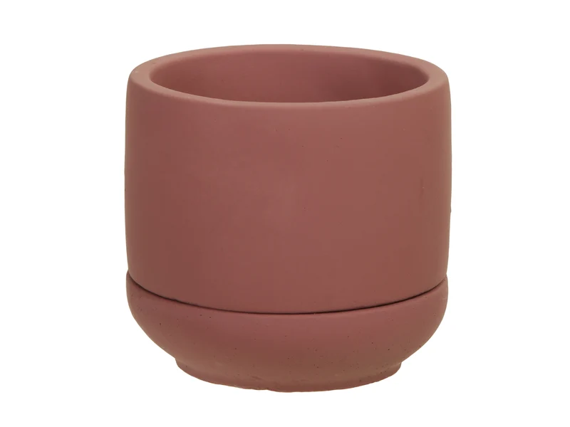 Zement Blumentopf+Untertasse d. Rosa Ø 10x9 cm
