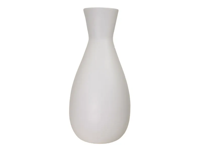 Vase aus gesponnenem Bambus matt weiß Ø 18 x H 39 cm