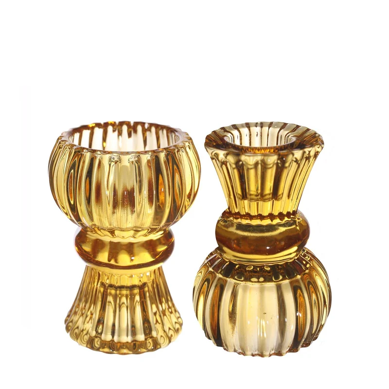 Duo-Kerzenhalter Nora Ø6 x h.8 cm ocker