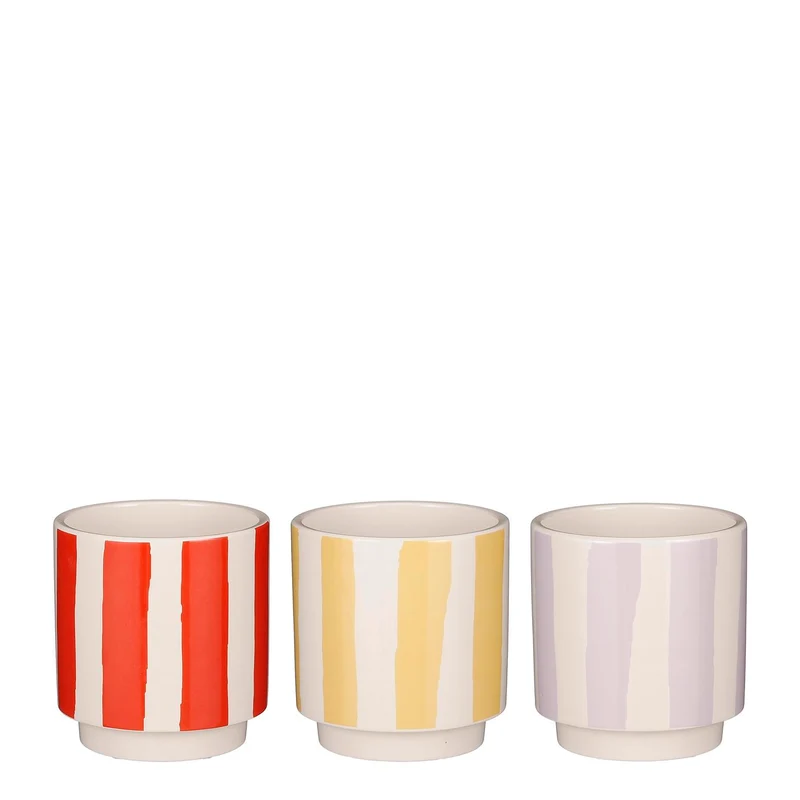 Krug rund flieder gelb rot 3 sortiert Display - h12,5xd12cm