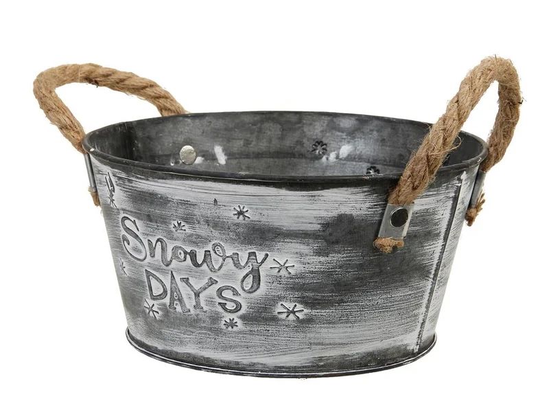 St. 1 Metallschale mit Griffen grau Ø 18x9 cm