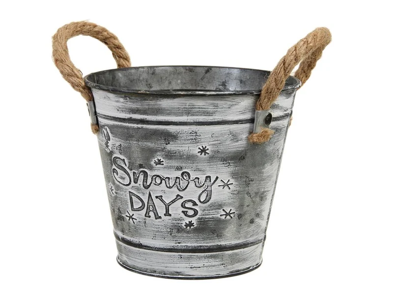 St. 1 Metalleimer mit Griffen grau Ø 14,5x13 cm