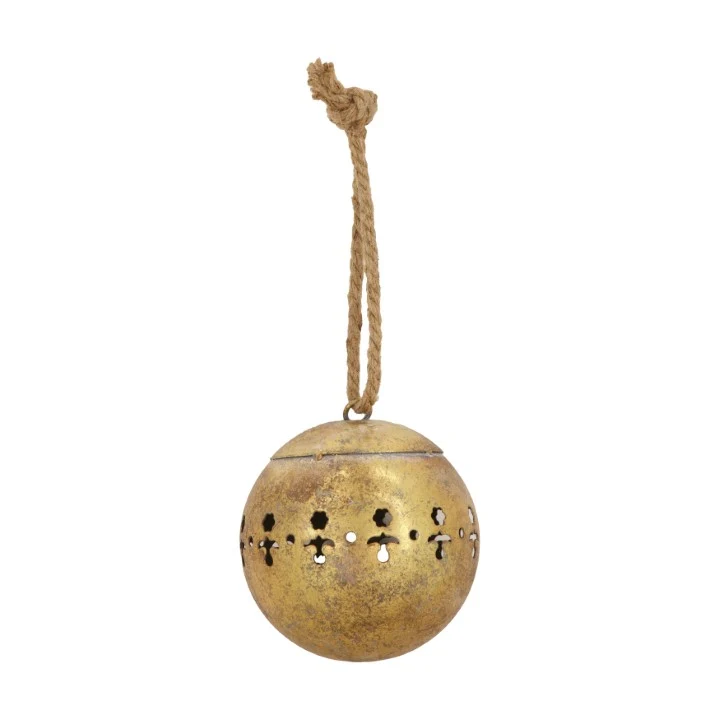 Glocke Metall Ø12x13,5cm Antikgold grau-gewaschen