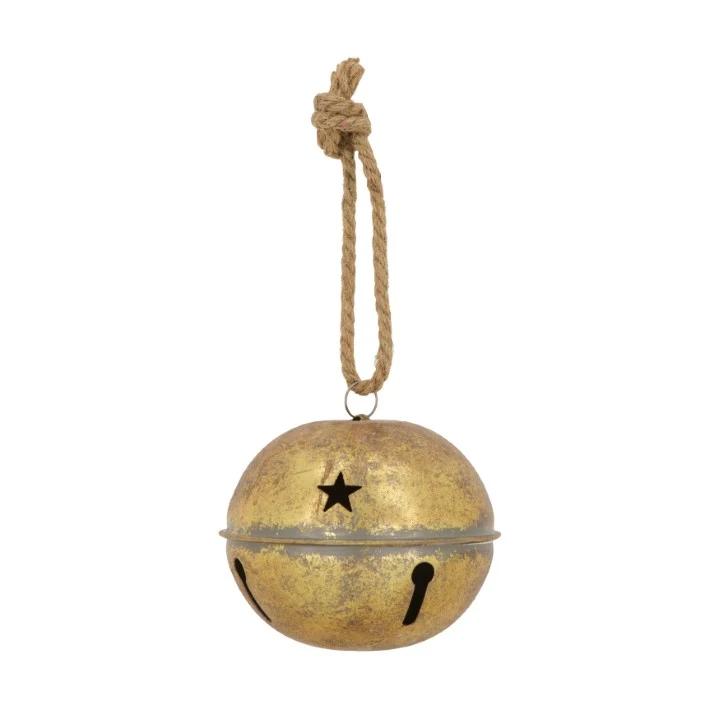Glocke Metall Ø13.5x12cm Antikgold grau-gewaschen