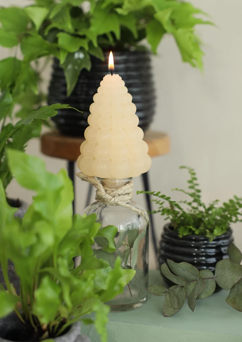 Bubble Baum Kerze h.12 Ø7 cm Creme