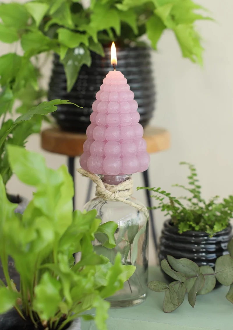 Bubble tree Kerze h.12 Ø7 cm mauve rosa