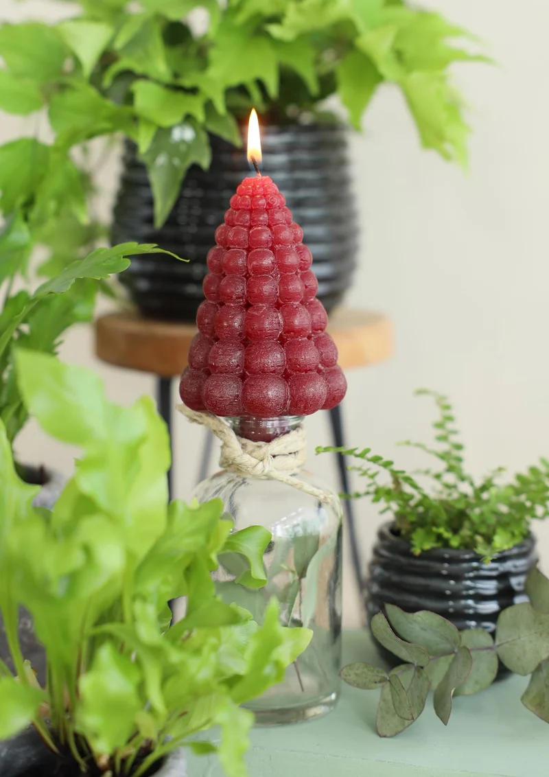 Blase Baum Kerze h.12 Ø7 cm rot