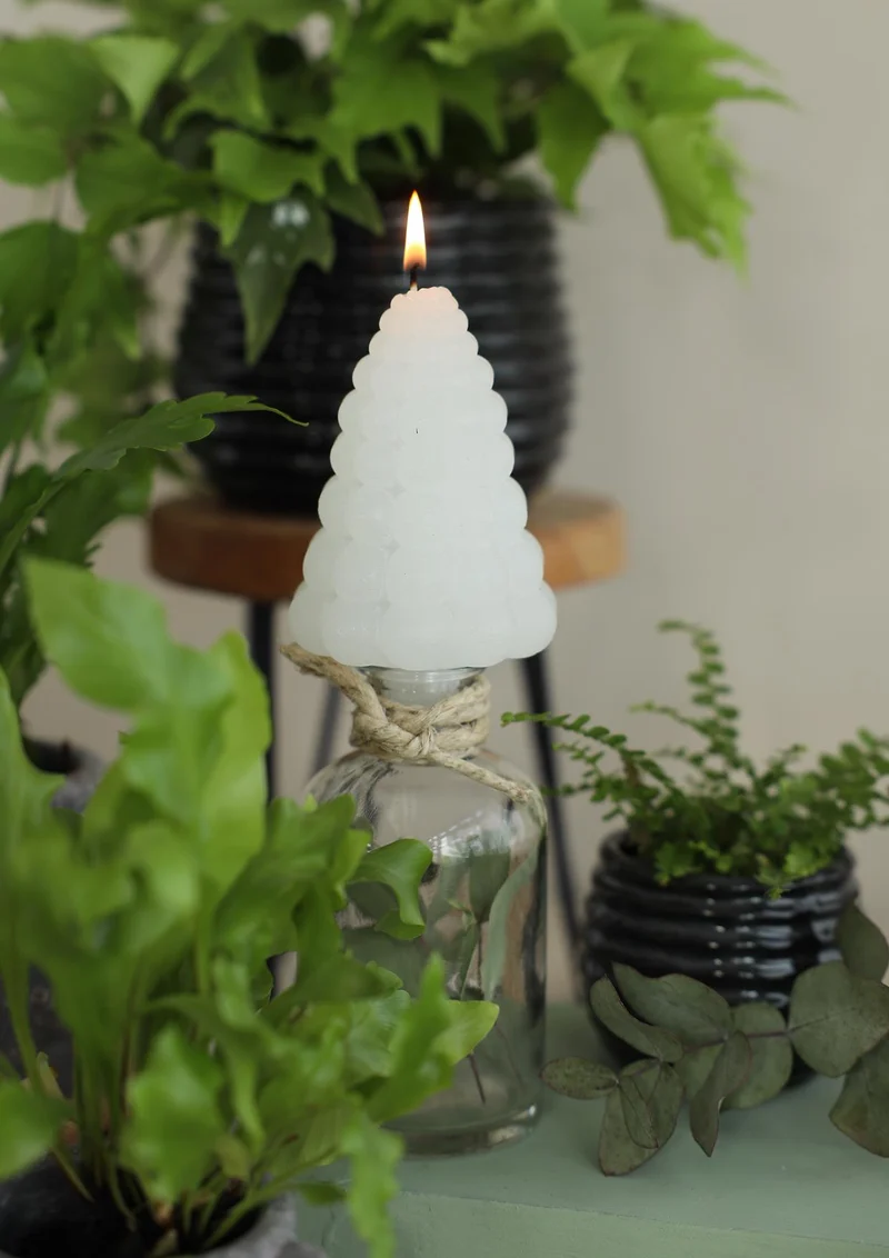 Bubble Baum Kerze h.12 Ø7 cm weiß