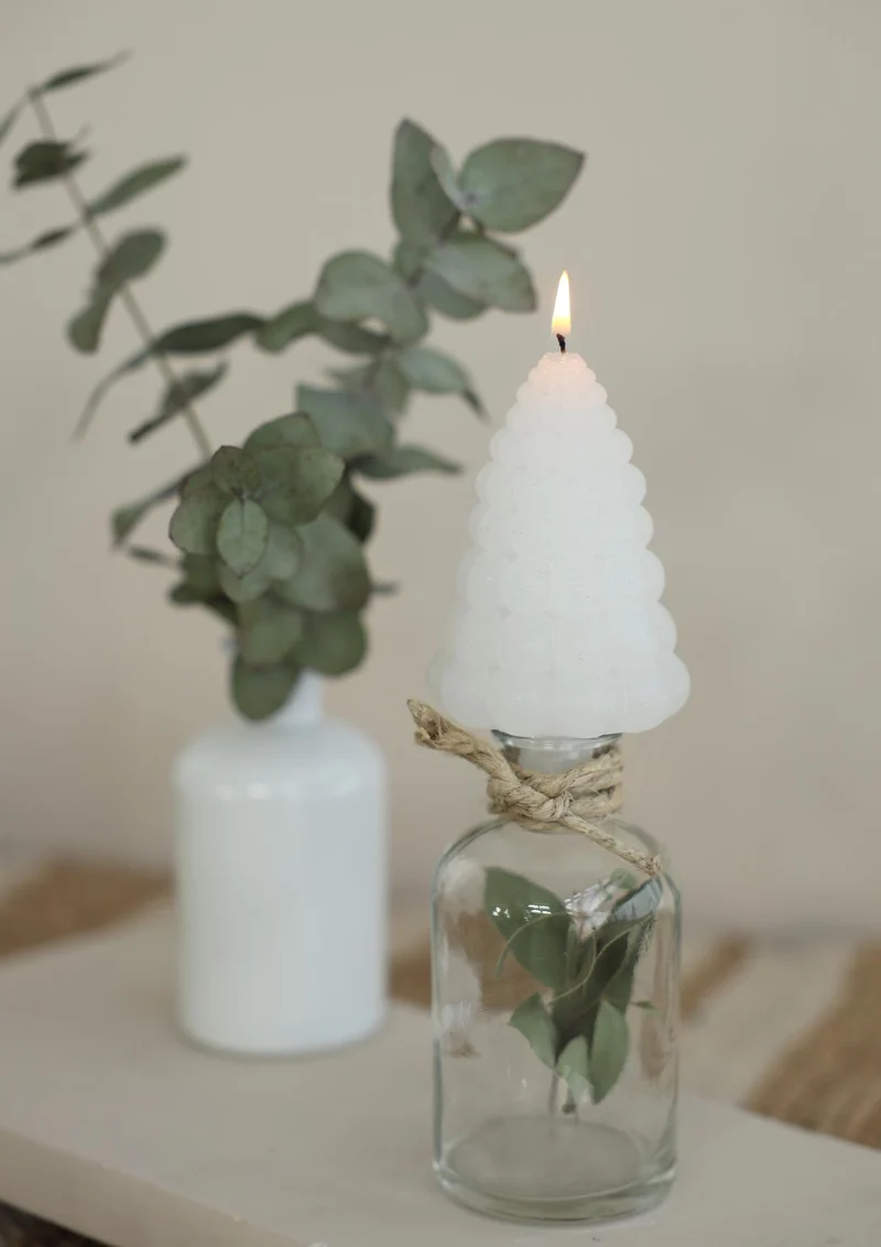 Bubble Baum Kerze h.12 Ø7 cm weiß