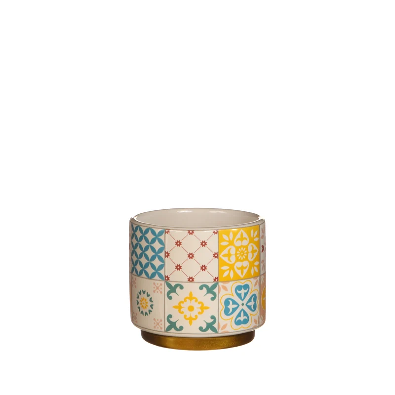 Topf Faro Ø7 h.6.5 cm blau-gelb