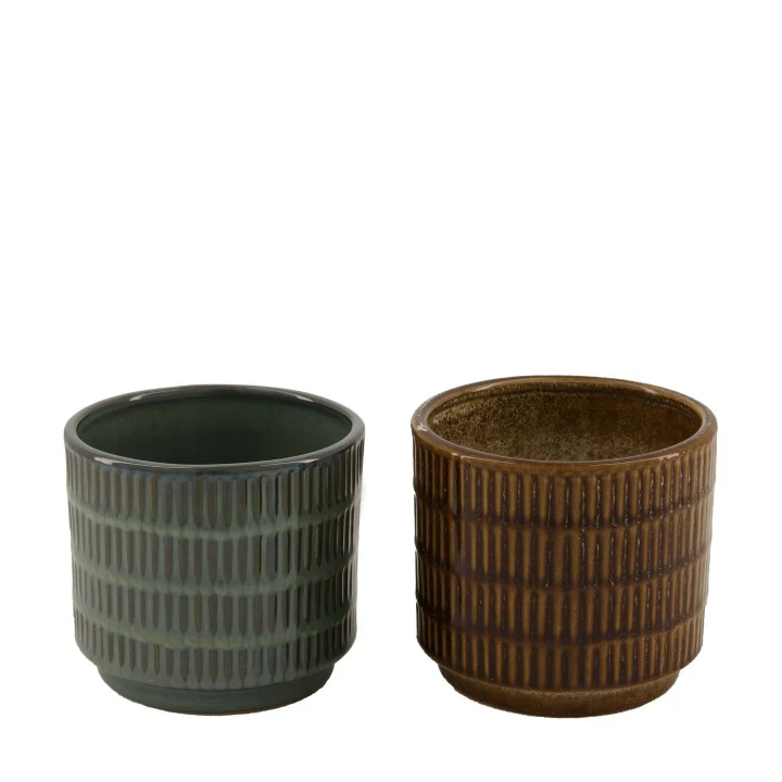 Kerzenhalter Keramik Ø11.6x4.5cm Gemischt Blau/Braun