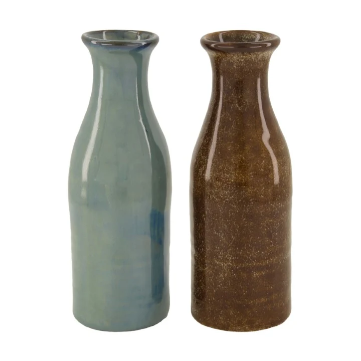 Kerzenhalter Keramik Ø9x9cm Gemischt Blau/Braun