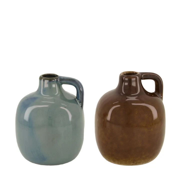 Vase Keramik Ø7.5x20.8cm Gemischt Blau/Braun