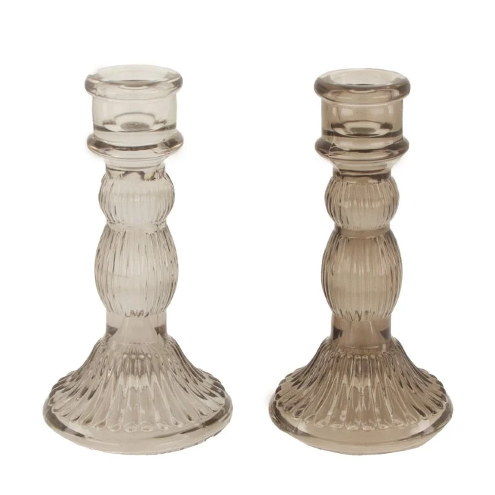 Tischkerzenhalter Glas Ø8x15.5cm Gemischt braun