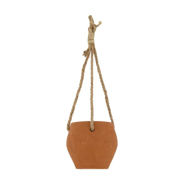 Pflanzgefäß hängend Terrakotta mit Seil Ø9.5x8.5cm Sand